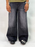 WRISKLE ASH BLACK BAGGY JEANS